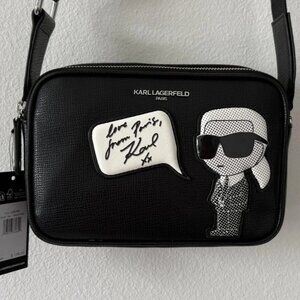 Karl Lagerfeld Paris Graphic Crossbody Bag Black NWT